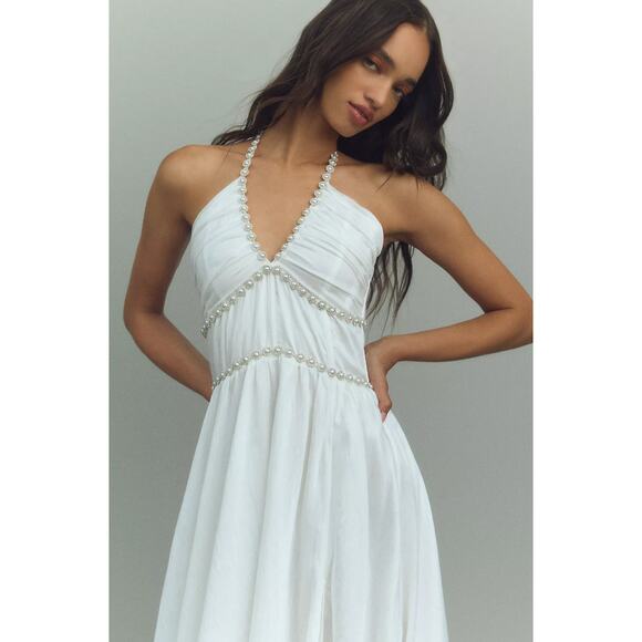 V. CHAPMAN NWT The Scarlette Halter Maxi Dress in White Size 6 - Picture 2 of 10